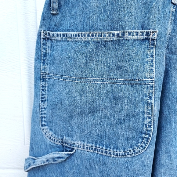 Y2K Calvin Klein Jeans Blue Wide Leg Overalls %100 Cotton Denim - Picture 9 of 10